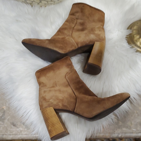 Pure Navy Shoes - Pure Navy Chic Tan Suede Heeled Boots